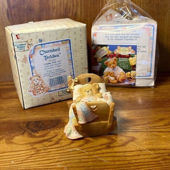 Cherished Teddies 911356 Cradled with Love  Baby Bear Figurine 1992 - Picture 1 of 14